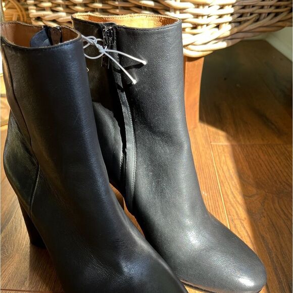 New Joie Lara Leather Ankle Boots Black Heel - Picture 6 of 10